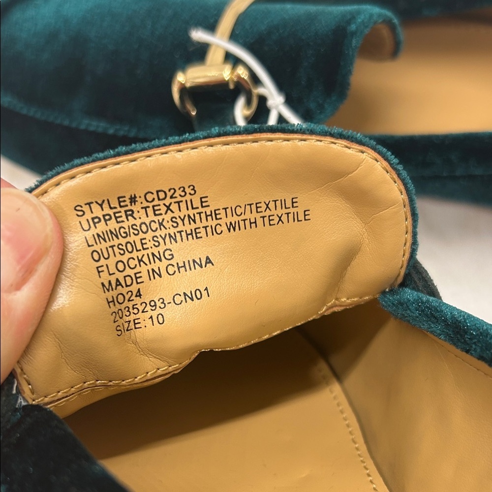 J. Crew Velvet Bit Green Elegant Holiday Loafers with Gold Accent 10 NWT - Picture 9 of 14